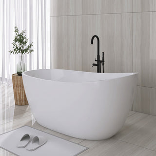 Acrylic Slipper Freestanding Flatbottom Soaking Bathtub, Gloss White, 59"29"