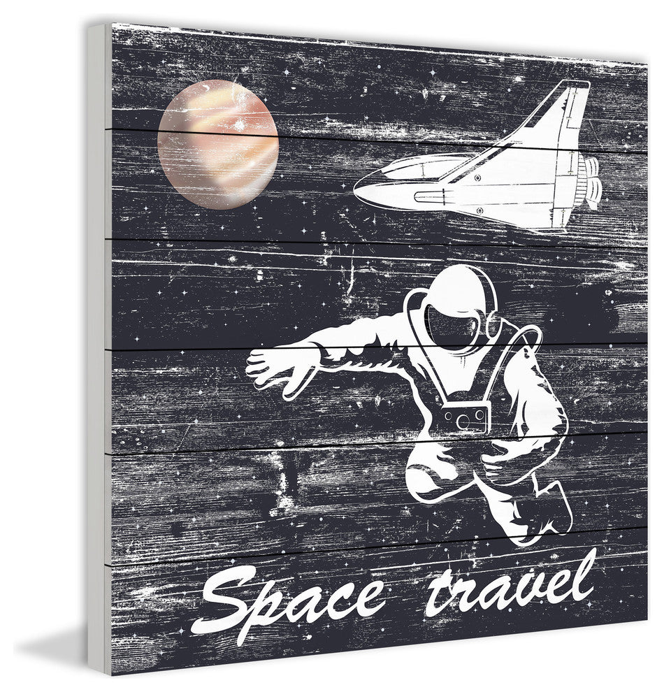 "Space Travel I" Painting Print on White Wood, 40x40