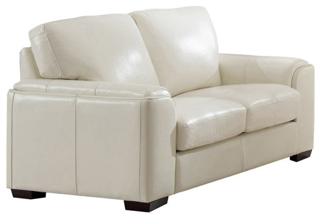 Suzanne Leather Craft Loveseat, Ivory White