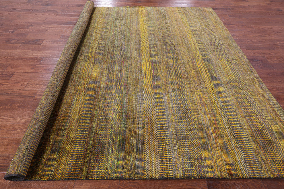 9' Square Super Savannah Gabbeh Hand-Knotted Wool & Silk Rug - Q13068