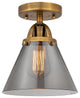 Large Cone Semi-Flush Mount, Brushed Brass, Plated Smoke, Plated Smoke