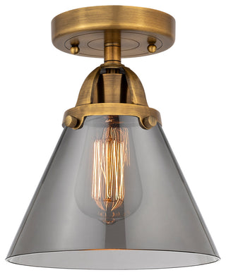 Large Cone Semi-Flush Mount, Brushed Brass, Plated Smoke, Plated Smoke