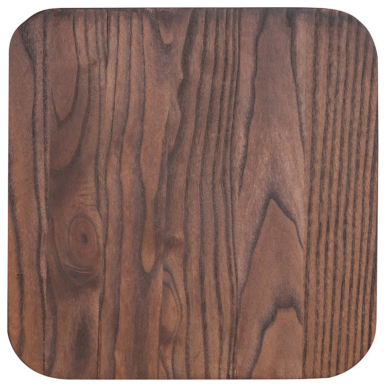 30" High Backless Black-Antique Gold Metal Barstool with Square Wood Seat