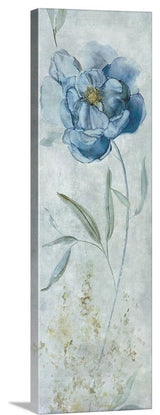"Blue Peony" Wrapped Canvas Art Print, 16"x48"x1.5"