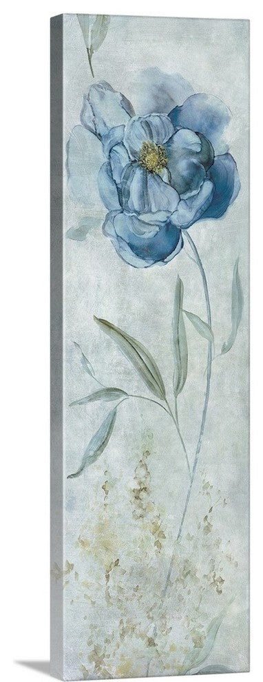 "Blue Peony" Wrapped Canvas Art Print, 16"x48"x1.5"