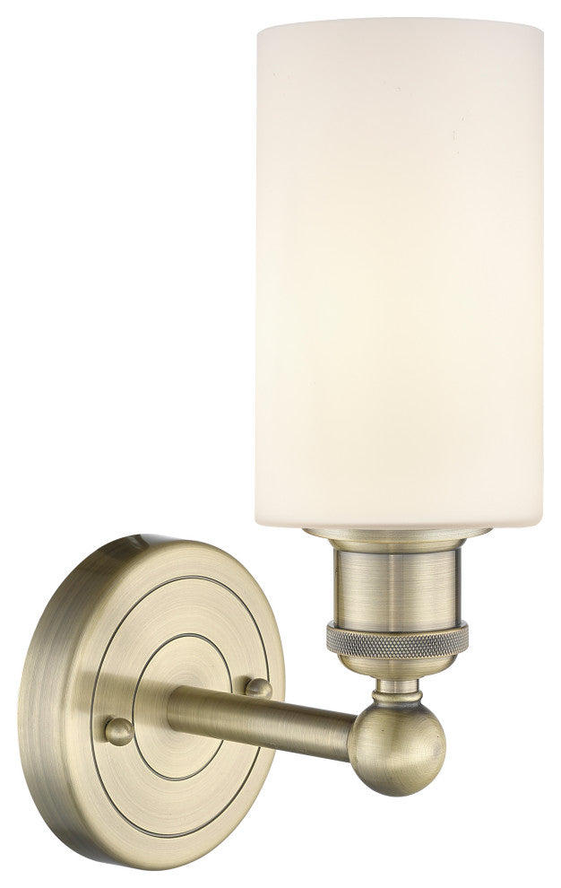 Clymer 1-Light 4" Sconce, Antique Brass, Matte White Shade