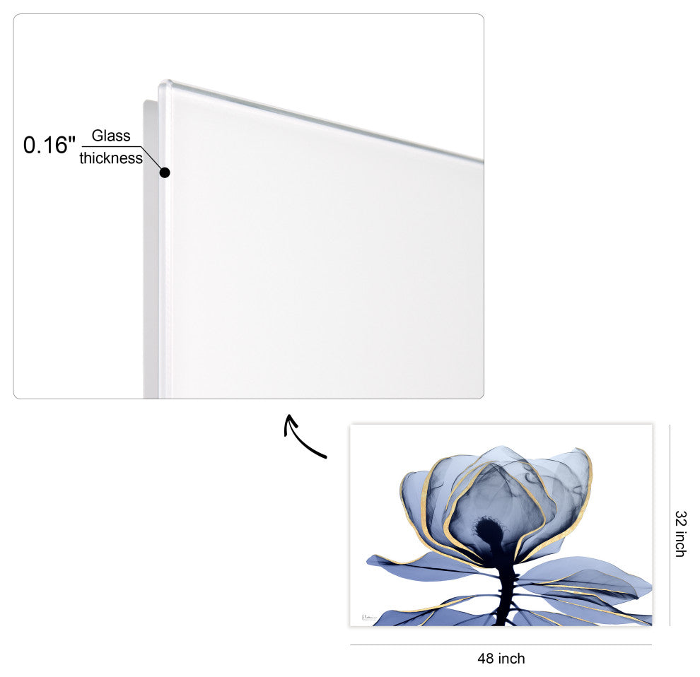 "Golden Midnight 1"Frameless Free Floating Panel Graphic Wall Art, 32"x48"