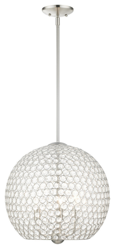Brushed Nickel Casual, Sparkling, Shimmery, Transitional, Pendant