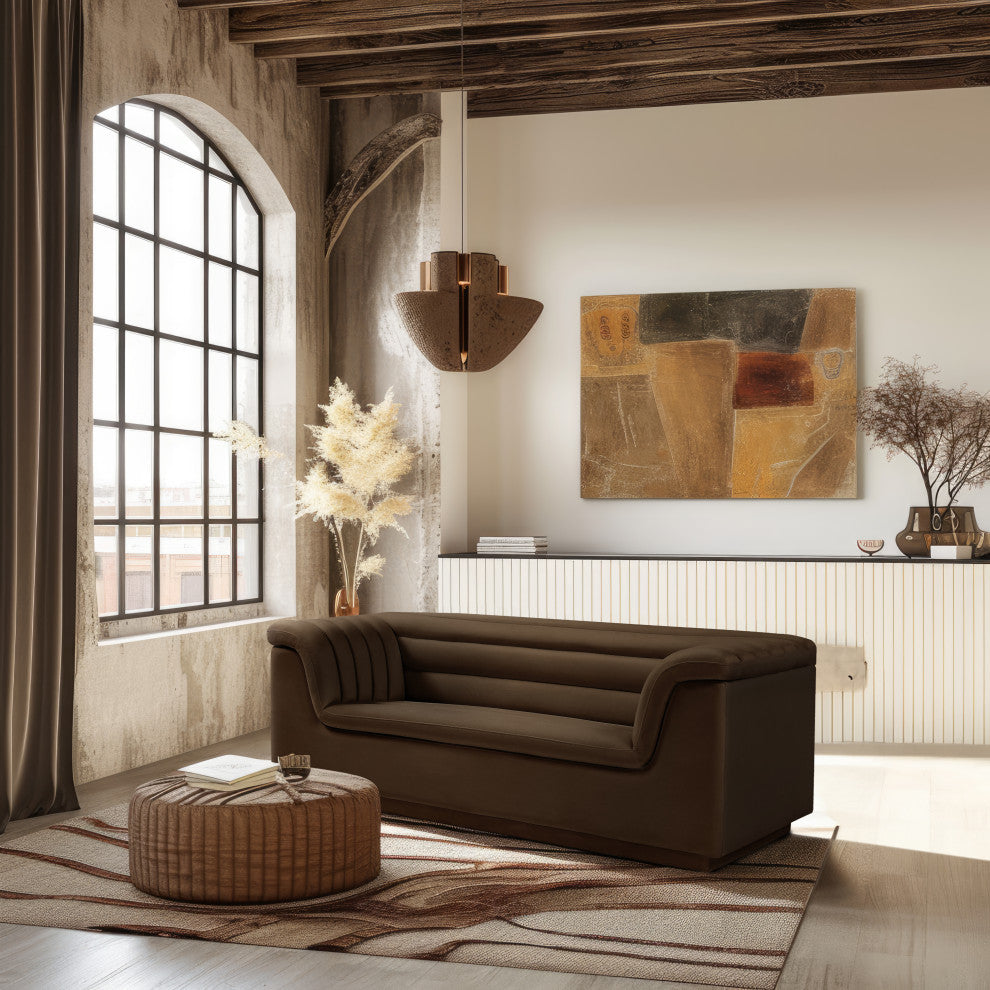 Cascade Upholstered Set, Brown, Velvet, Loveseat
