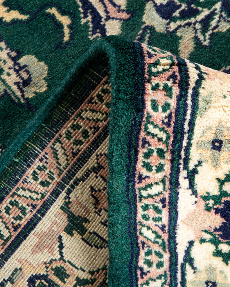 Mogul, One-of-a-Kind Handmade Area Rug Green, 2' 6 x 12' 7