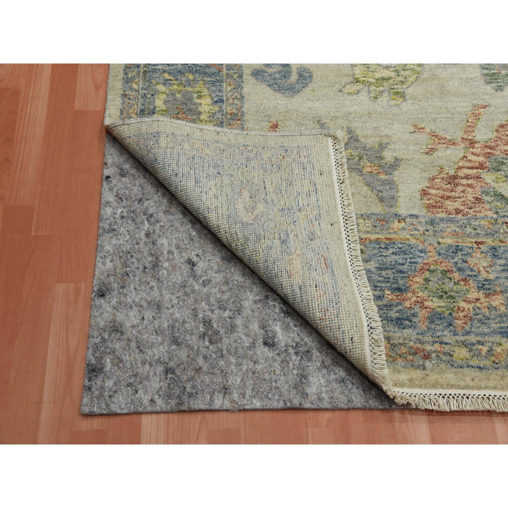 Colorful, Oushak Salt and Pepper Design Pure Wool Hand Knotted Rug, 8'0"x9'9"