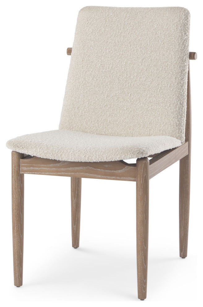 Cavett Cream Boucle Fabric With Medium Brown Wood Frame Dining Chair (Set of 2)