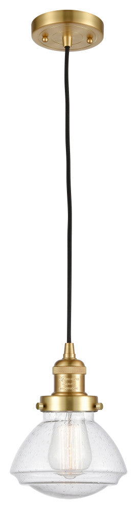 Olean 1 Light Mini Pendant, Satin Gold, Seedy