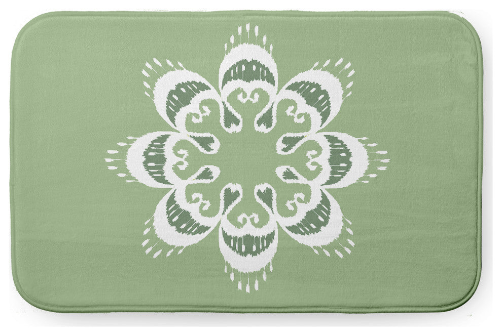 24" x 17" Ikat Mandala Bathmat, Sage Green