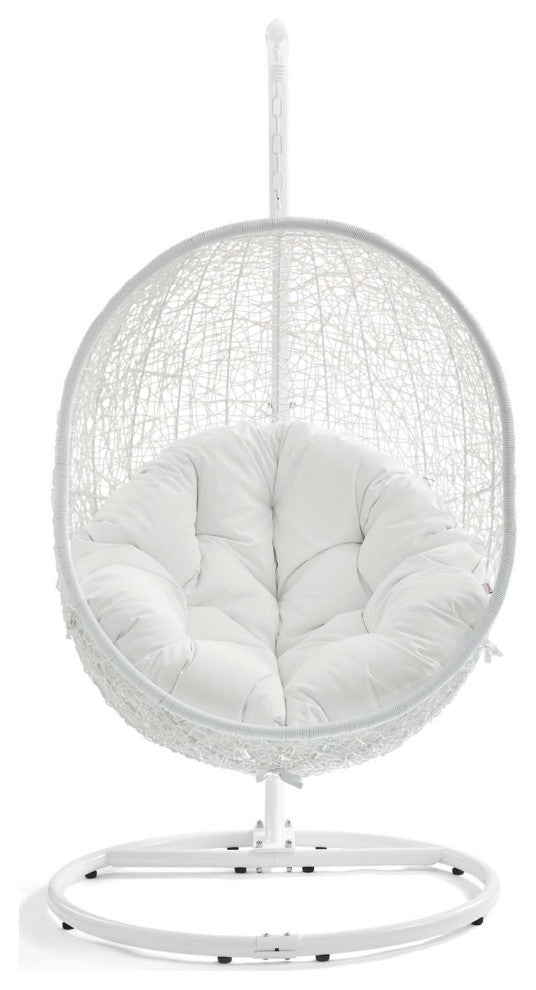 White Hide Outdoor Patio Swing Chair With Stand