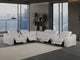 Marco-8-Piece, 4-Power Reclining Italian Leather Sectional, Light Gray
