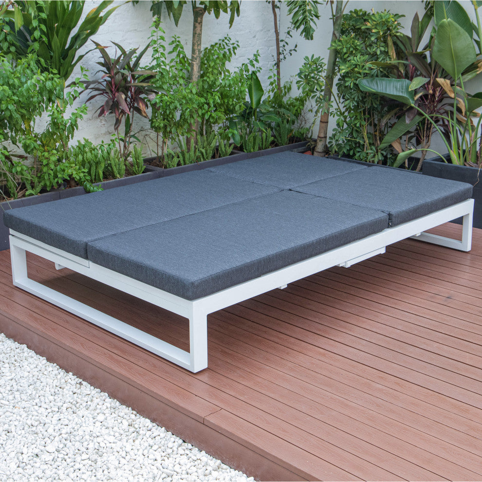 LeisureMod CLW-82BL Chelsea Convertible Lounge Reclining Double Chaise Cushions