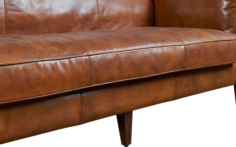 Top Grain Vintage Leather Kenmore Sofa, Light Brown