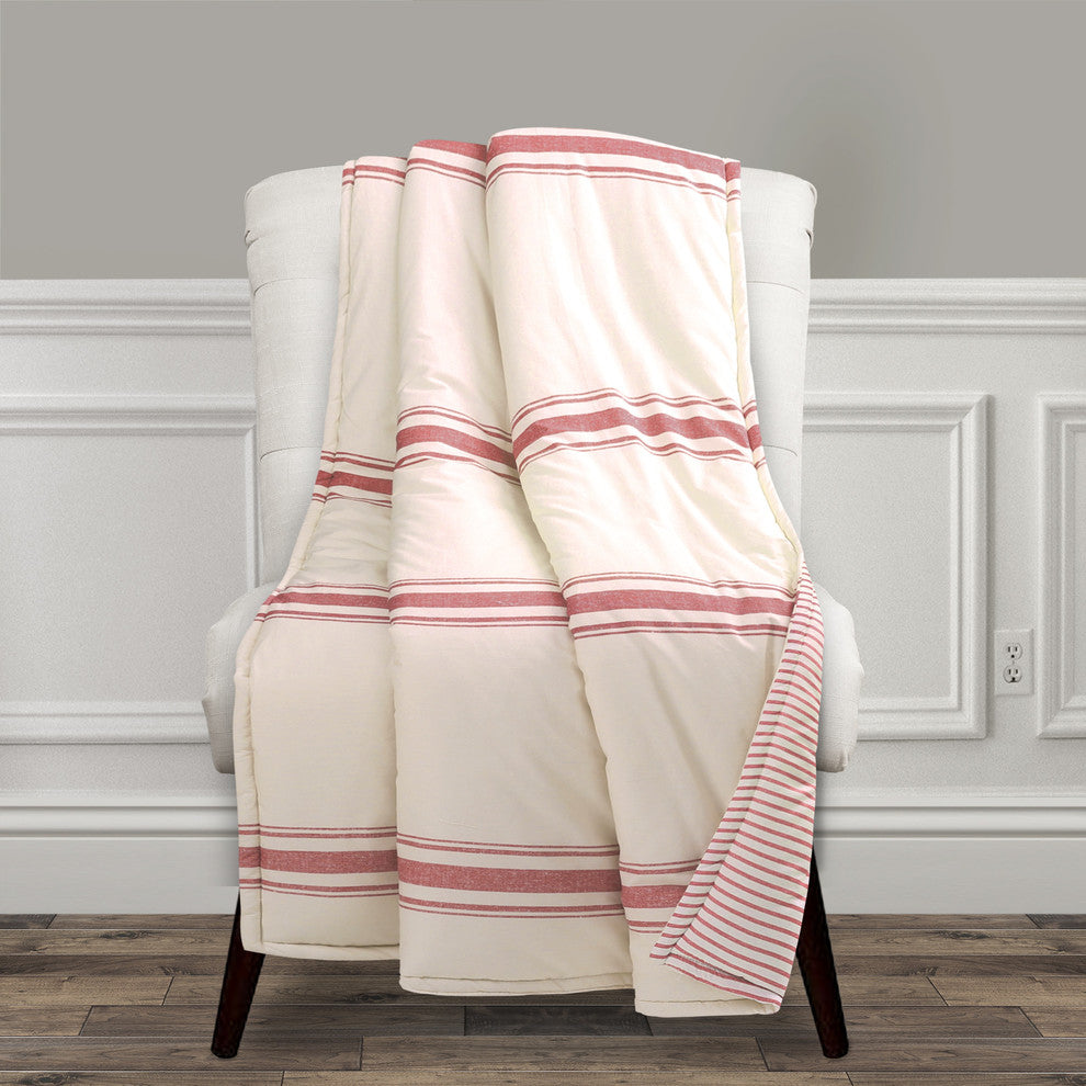 Farmhouse Stripe Throw, 50"x60", Red