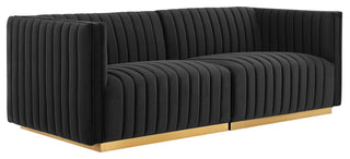 Conjure Channel Tufted Performance Velvet Loveseat, Gold Black