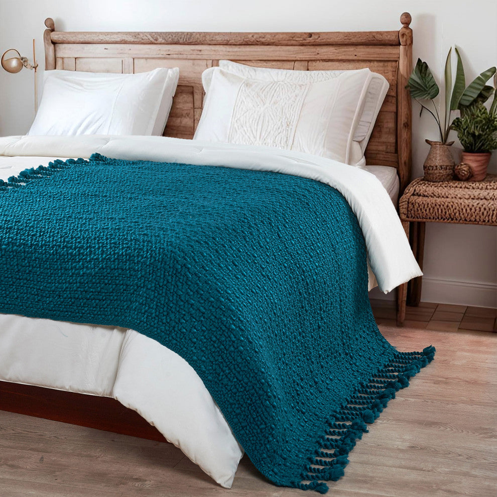 Basket Weave Knit Throw Blanket