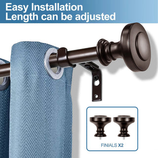 1" Semplice Drapery Curtain Rod, Bronze, 28"-48"
