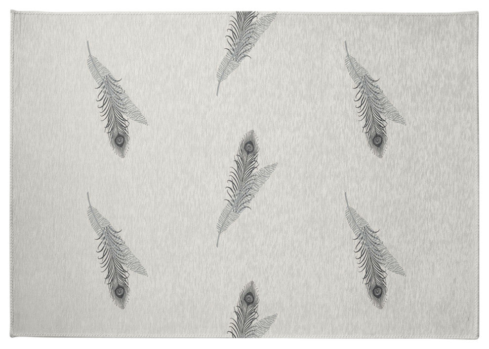 Feather Stripe Spring Chenille Rug, Lunar Gray, 5'x7'