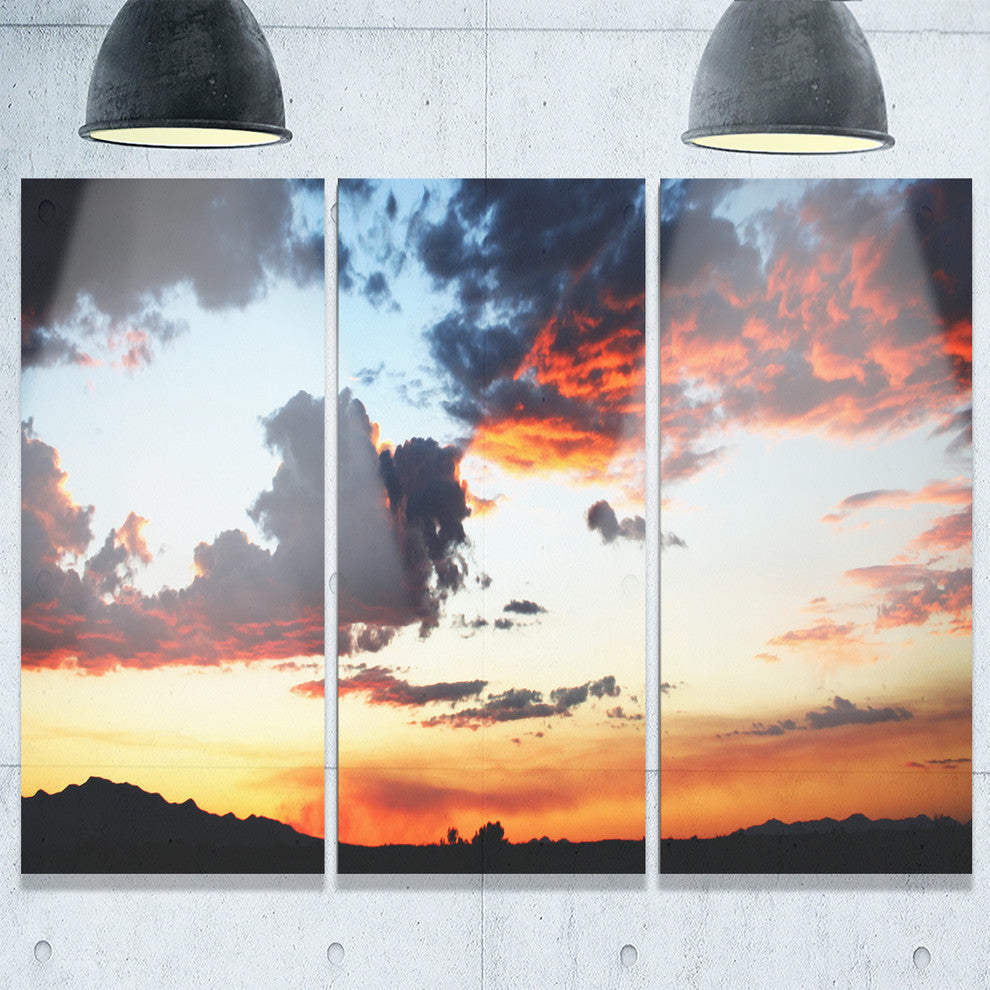 "Blazing Sky With Clouds Panorama" Metal Wall Art, 3 Panels, 36"x28"
