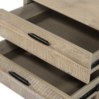 Baly Acacia Mid-Century 2 Drawer Nightstand, Gray Sandblast