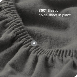Bare Home Flannel Fitted Bottom Sheet, Gray, King, Single Sheet
