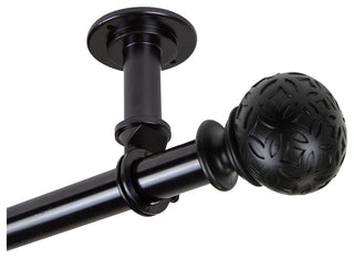 Plaid Ceiling 1" Curtain Rod/Room Divider, Black, 66-120"