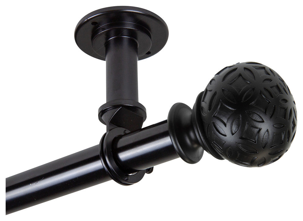 Plaid Ceiling 1" Curtain Rod/Room Divider, Black, 66-120"