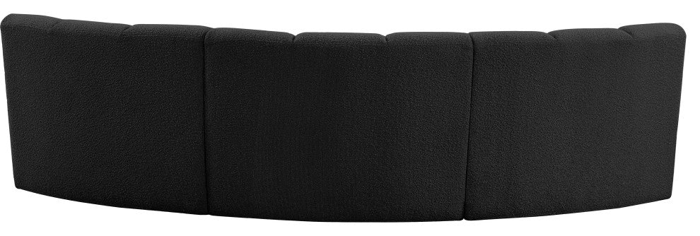Infinity Black Boucle Fabric Upholstered Arc Shaped Modular Sectional, Black, 3-Piece, Arc-Shaped