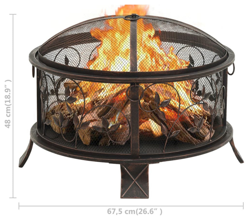 vidaXL Fire Pit Outdoor Fireplace for Camping Firebowl with Poker XXL Steel