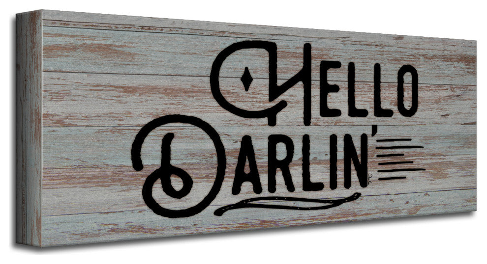 Hello Darlin' Farmhouse Wrapped Canvas Textual Wall Art