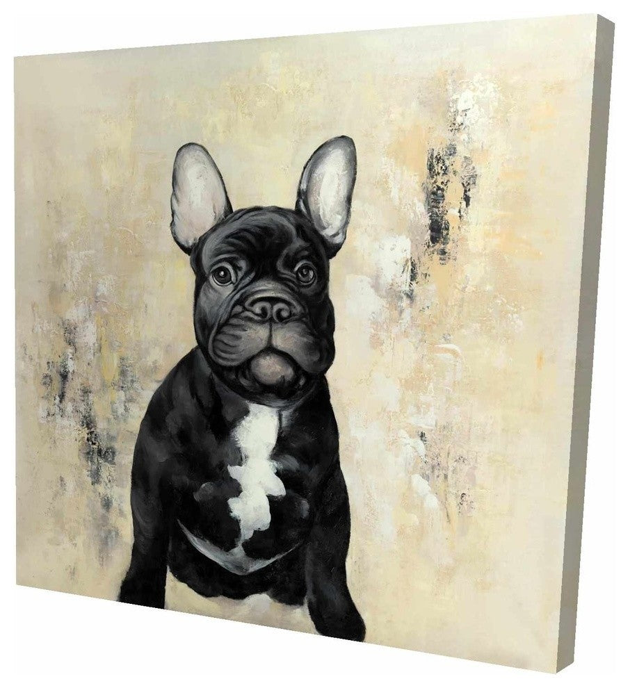 French Bulldogs, Fine Art Gallery Wrapped Canvas, 24"x24"