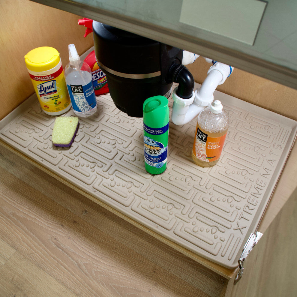 Xtreme Mats Under Sink Kitchen Cabinet Mat, Beige, 25 1/4" X 22 1/4"