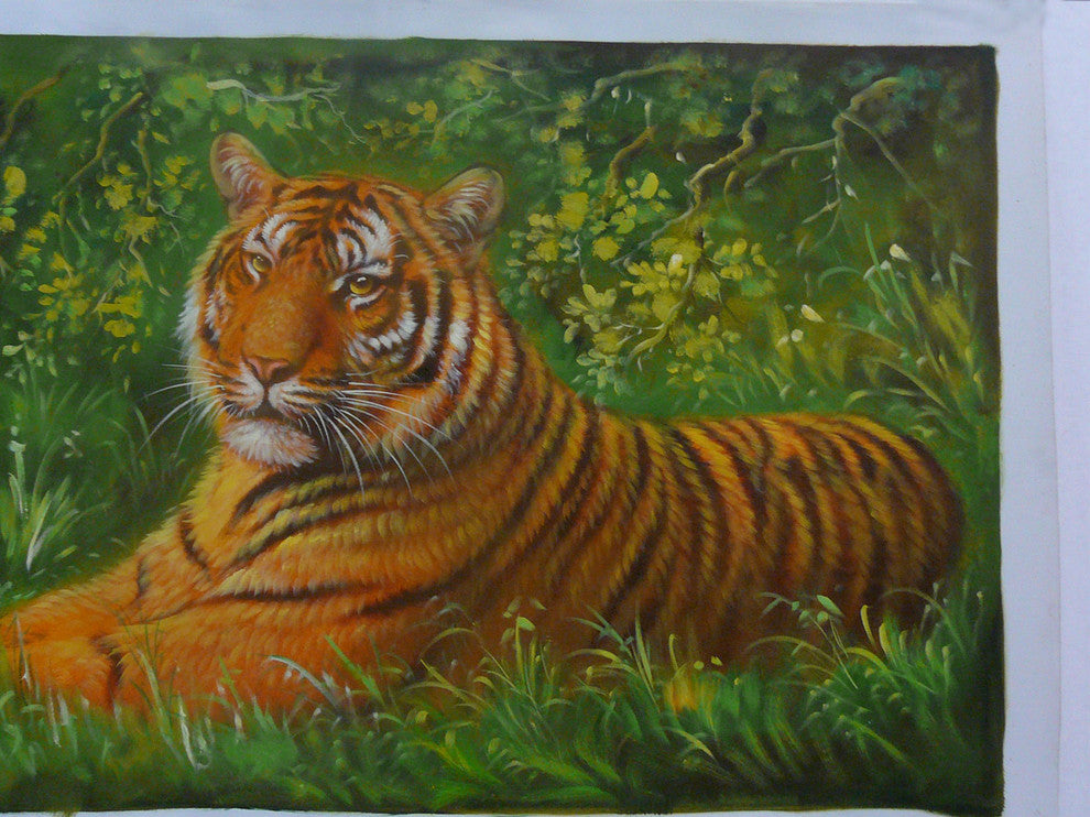 Oil Paint Canvas Art Portrait Tiger Wall Decor