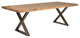 Brooks Dining Table, X Base, 40"x92", Teak Top, Brass Base