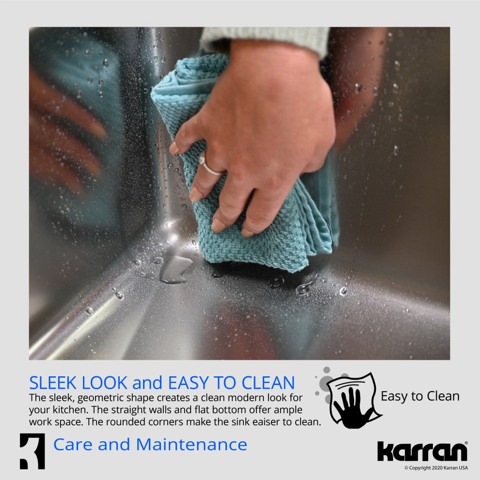 Karran 23" Undermount Single Bowl Stainless Steel Kitchen Sink Kit