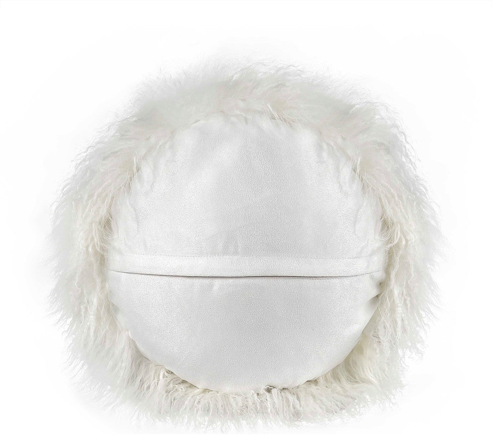 New Zealand White Sheepskin 16" Round Pillow
