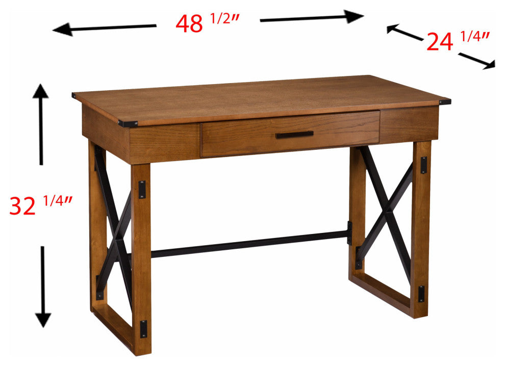 Natural Brown Adjustable Height Desk