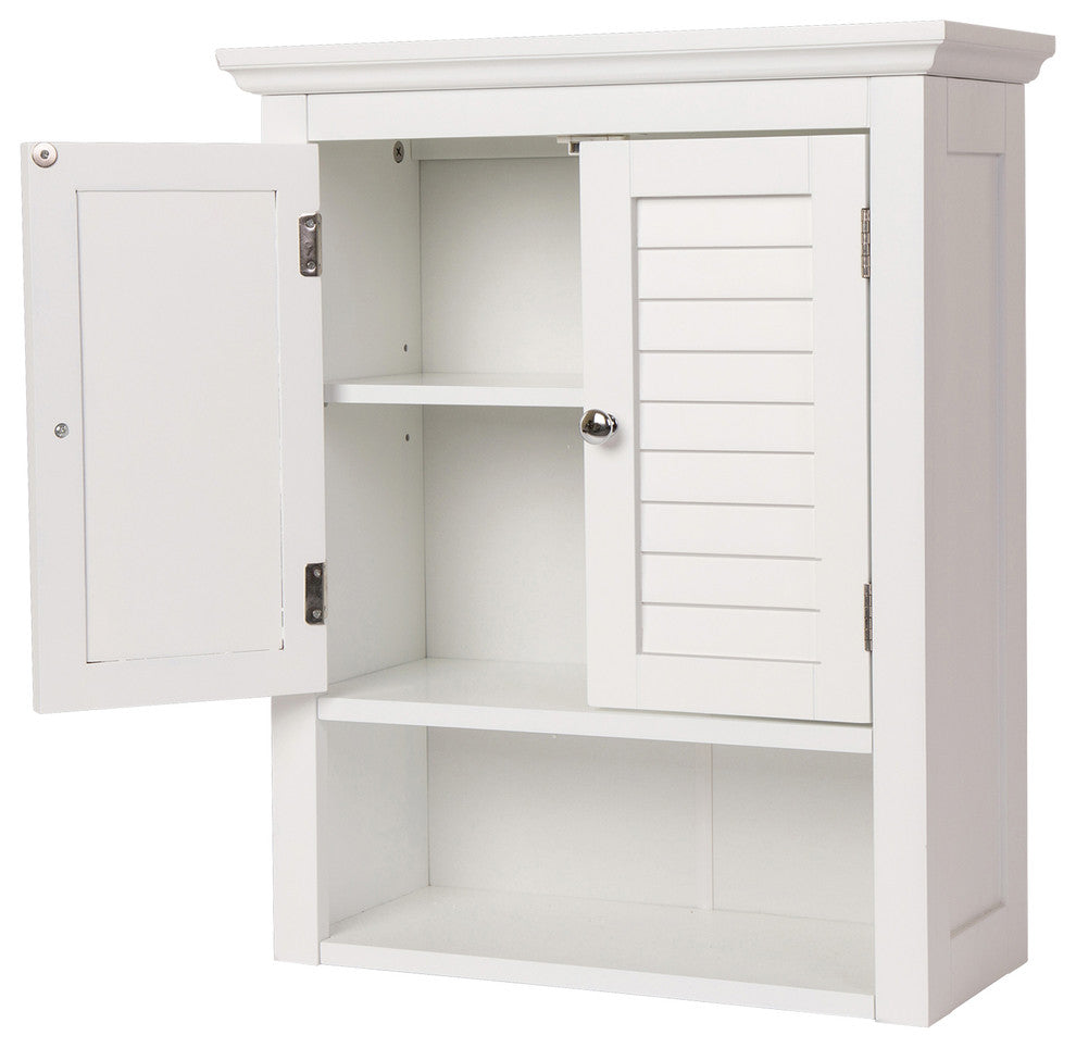 24.1"H Wooden Bathroom Wall Storage Cabinet With Double Doors, White