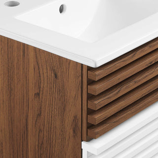 Render 18" Wall-Mount Bathroom Vanity, White Walnut White