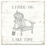 Living On Lake Time Chair And Paddle Country Word Design, 12"x12"