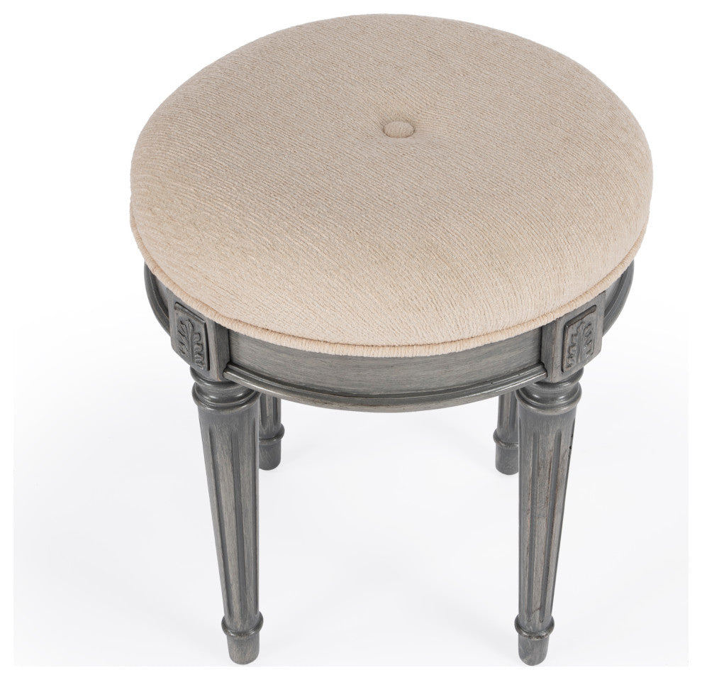 Butler Bernadette Cherry Vanity Stool, Powder Gray
