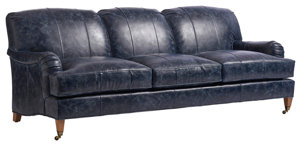 Sydney Leather Sofa With Brass Caster