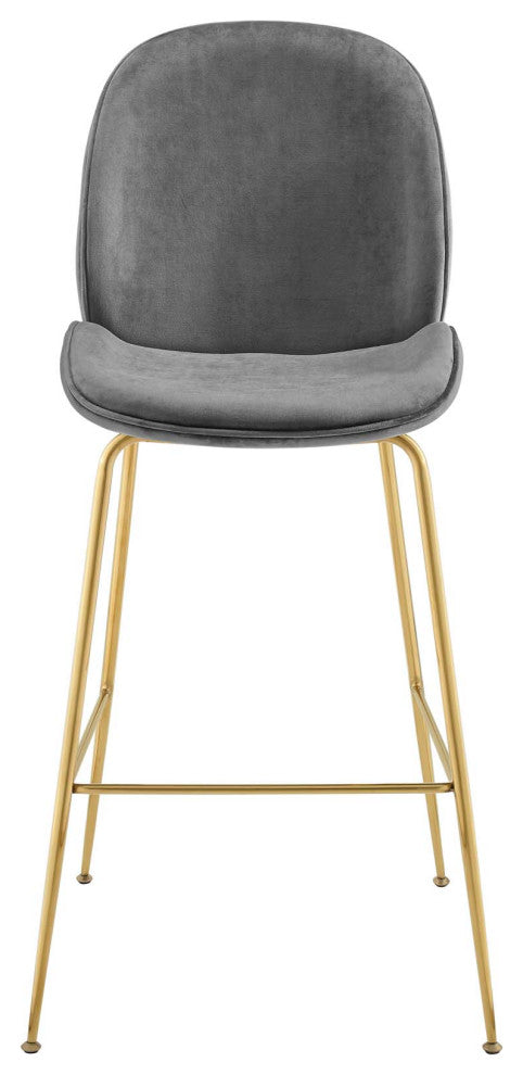 Scoop Gold Stainless Steel Leg Performance Velvet Bar Stool