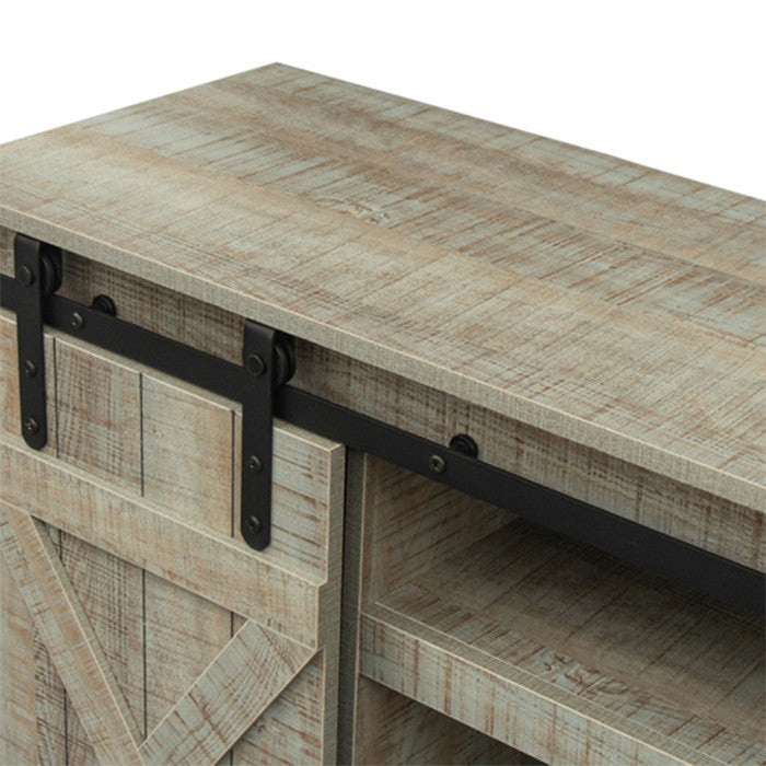 Farmhouse Wood Entertainment Center Modern Storage Cabinet TV Table with Gray