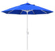 9'' Matted White Collar Tilt Crank Lift Aluminum Umbrella, Sunbrella, Pacific Blu
